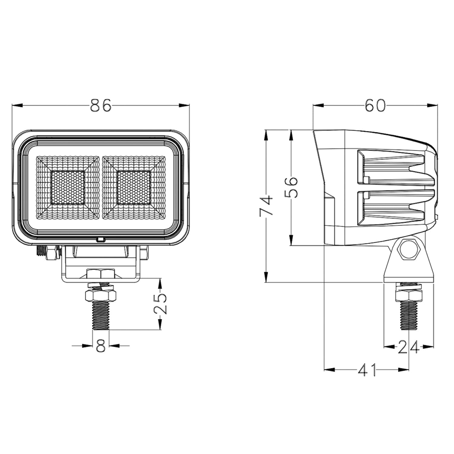 Faro lavoro LED Ama 10-30V DC rettangolare 40W 3080 LM - 3