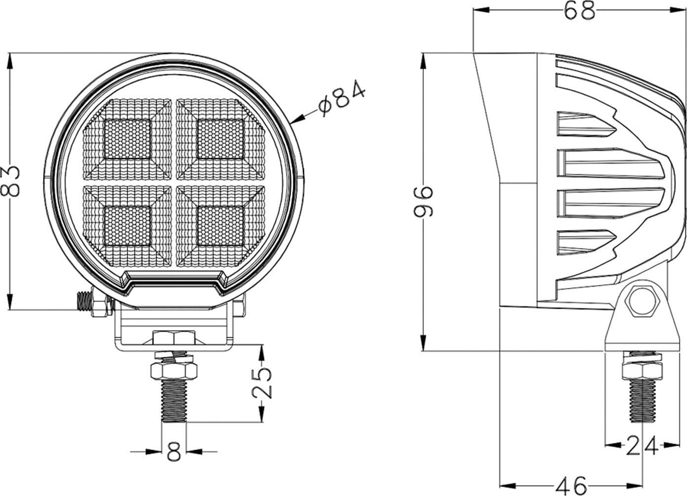 Faro lavoro LED Ama 10-30V DC, 64W, 5120 LM, rotondo - 4