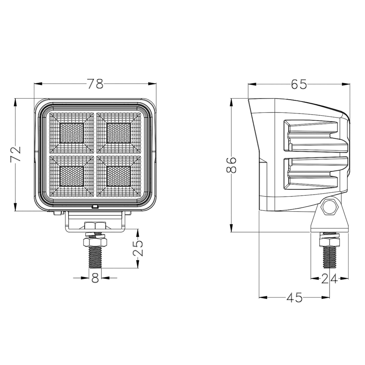 Faro lavoro LED Ama 10-30V DC, 64W, 5120 LM, corpo in alluminio - 4