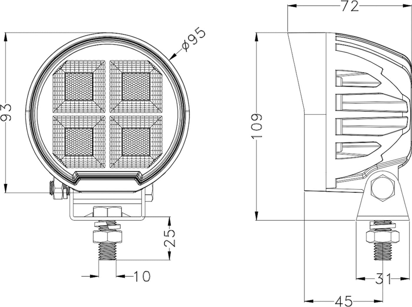 Faro lavoro LED Ama 10-30V DC, 80W, 6400 LM, rotondo - 5