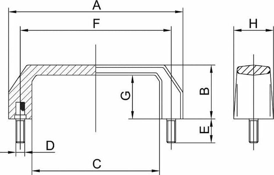 Maniglia a ponte con viti filetto M8 x 20 mm confezione da 5 pezzi - 2