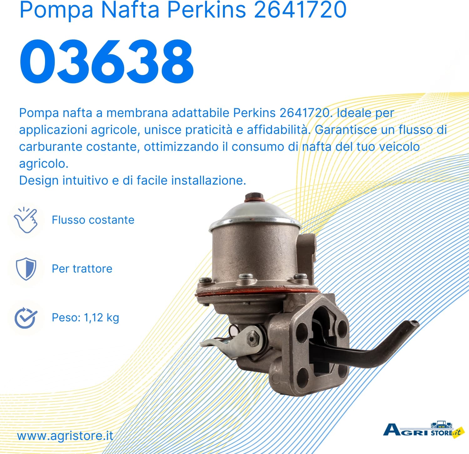 Pompa nafta a membrana adattabile Perkins 2641720 - 6