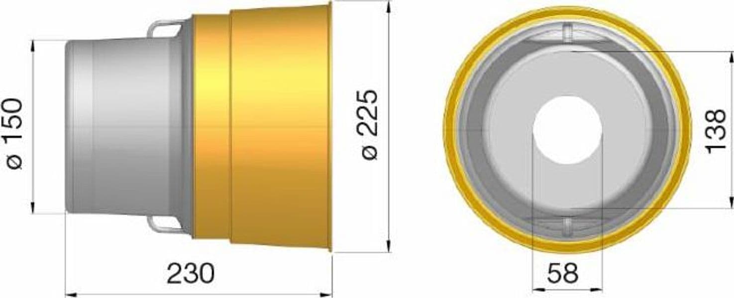 Controcuffia tonda media Ø150 - 225 e lunghezza 230mm - 2