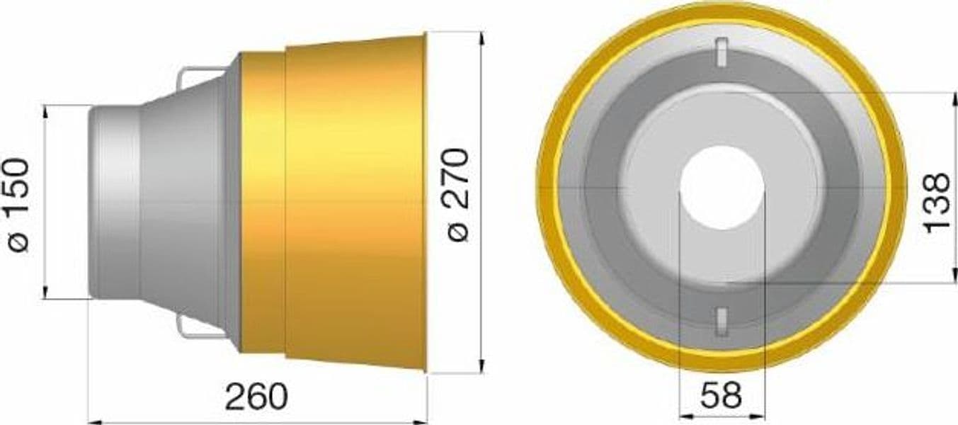 Controcuffia tonda grande Ø150 - 270 e lunghezza 260mm confezione da 3 pezzi - 2