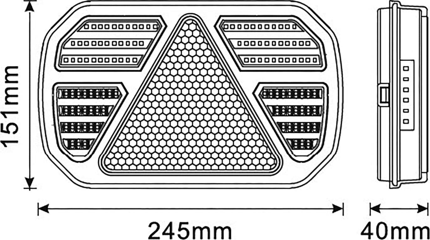 Fanale posteriore LED 12-24V Ama, lato sinistro, 245x40x151 mm - 6