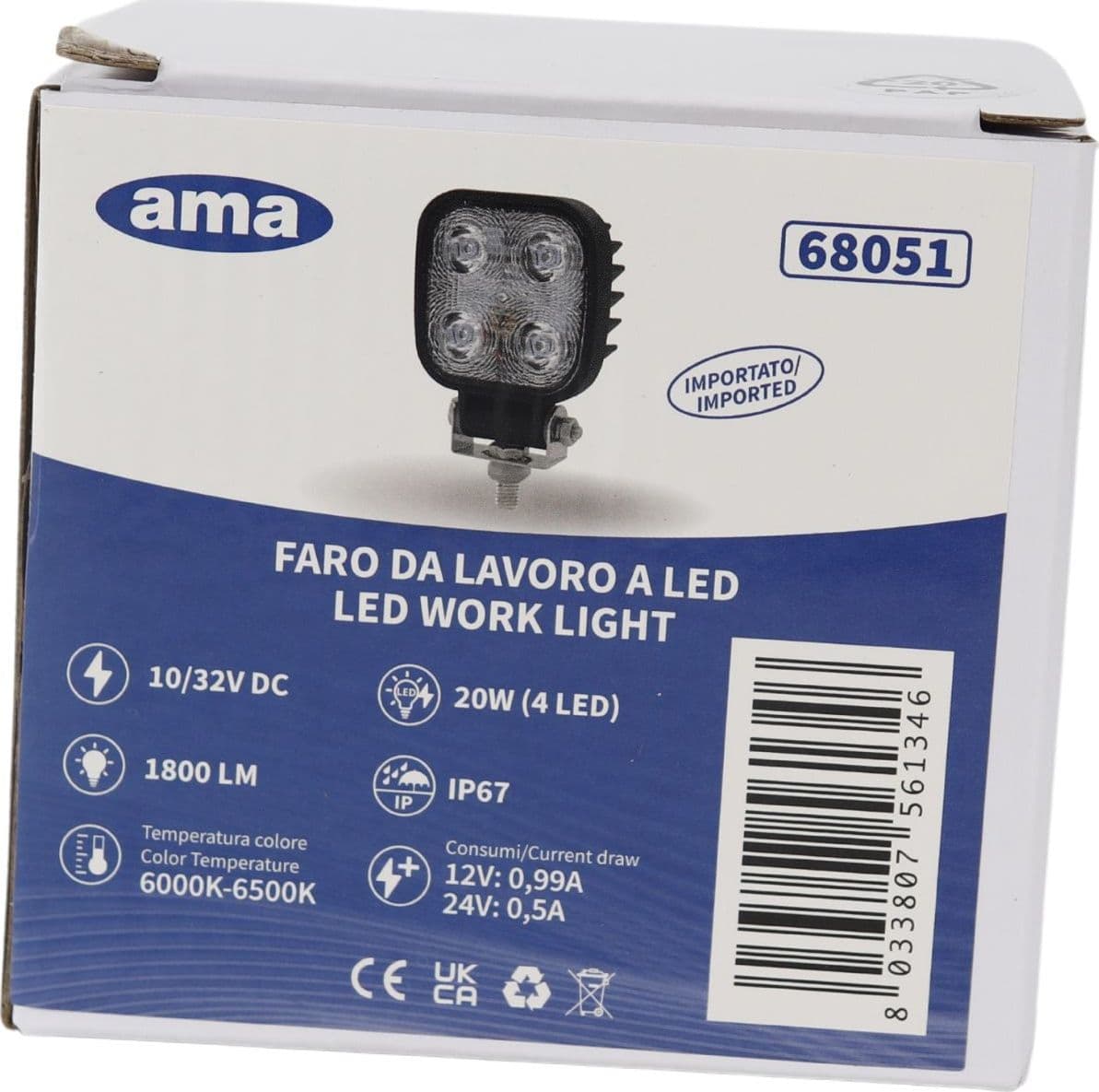 Faro da lavoro 4 LED LG ad ampio raggio 20W IP67 - 9