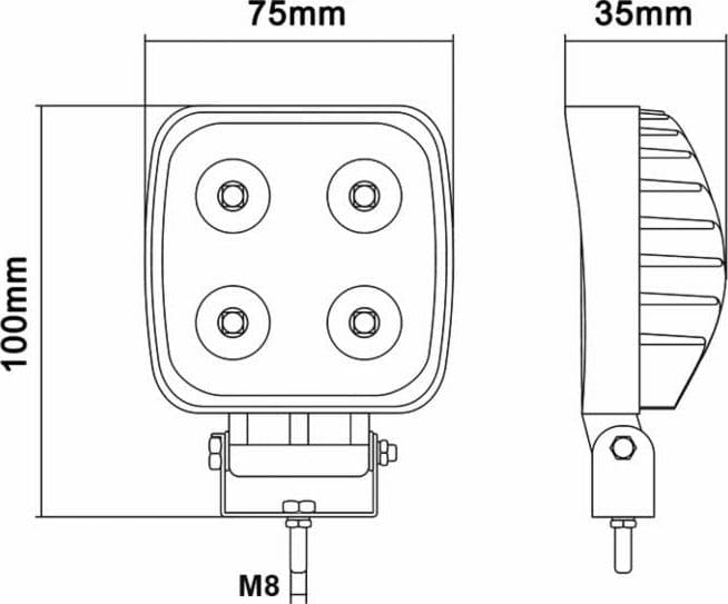 Faro da lavoro 4 LED LG ad ampio raggio 20W IP67 - 10