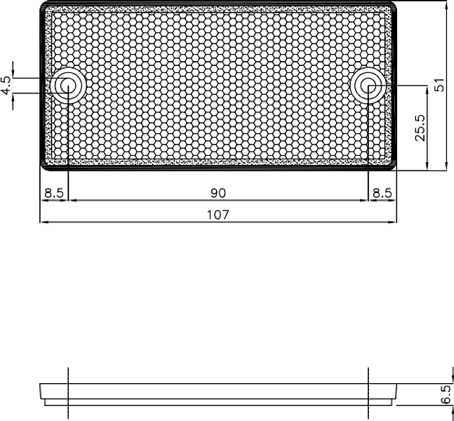 Catarifrangente arancione 107x51mm 2 fori Ø 4mm confezione da 10 pezzi - 2