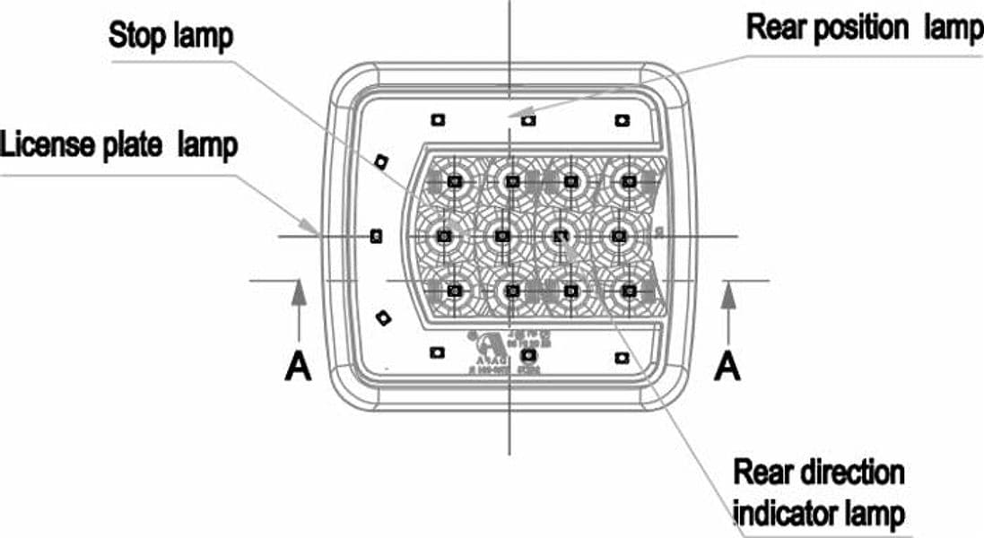 Fanale posteriore dx LED  106,5x98x35mm - 4