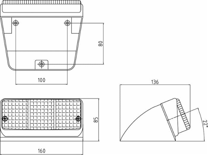 Fanale posteriore alogeno dx 162x70mm con base inclinata - 5