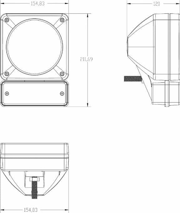 Proiettore 155x212mm verticale con indicatore di direzione adattabile JCB, Volvo e CAT - 4