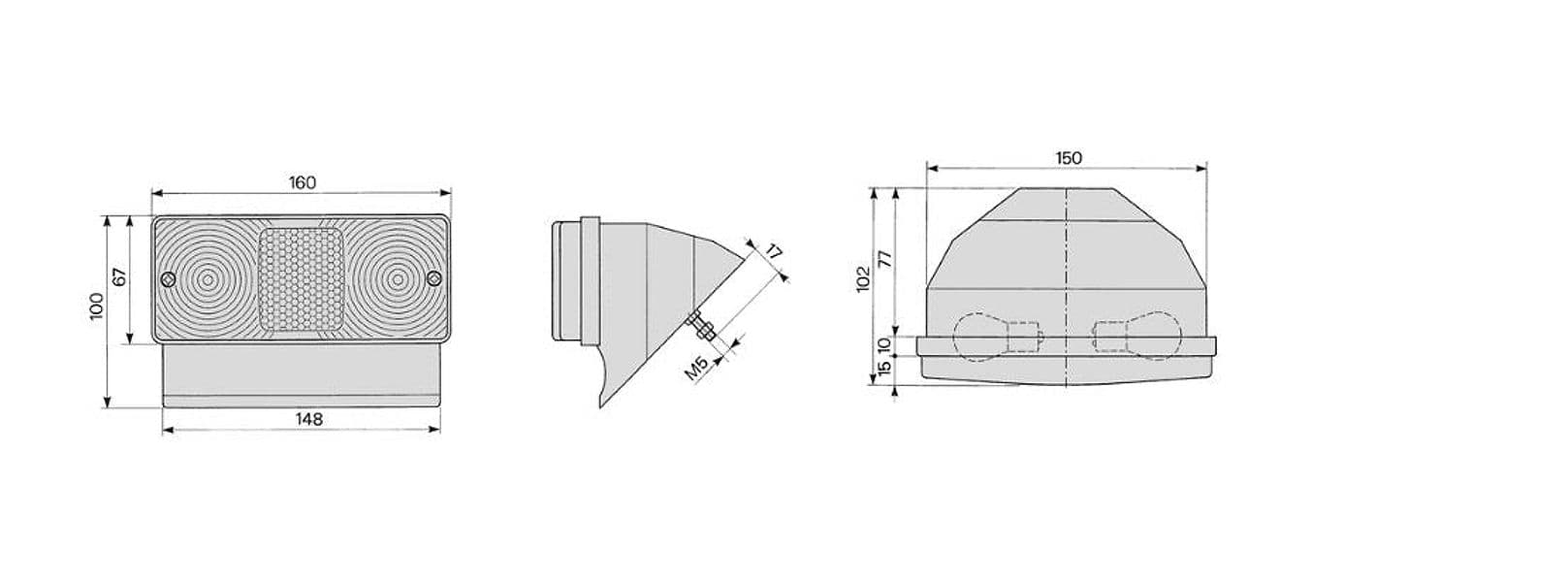Fanale posteriore alogeno sinistro 160x67mm 4 funzioni luminose - 3