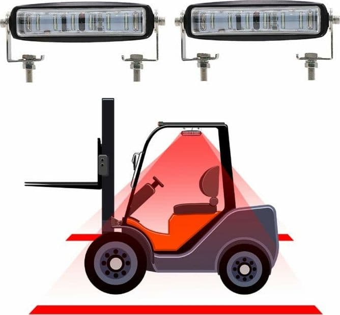 Barra di segnalazione a 6 LED rossa 18W per carrelli elevatori IP67 - 3