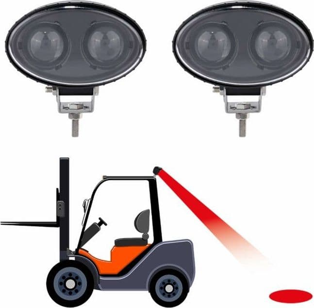 Faro da lavoro ovale 2 LED CREE a lungo raggio rosso 10W IP67 - 3