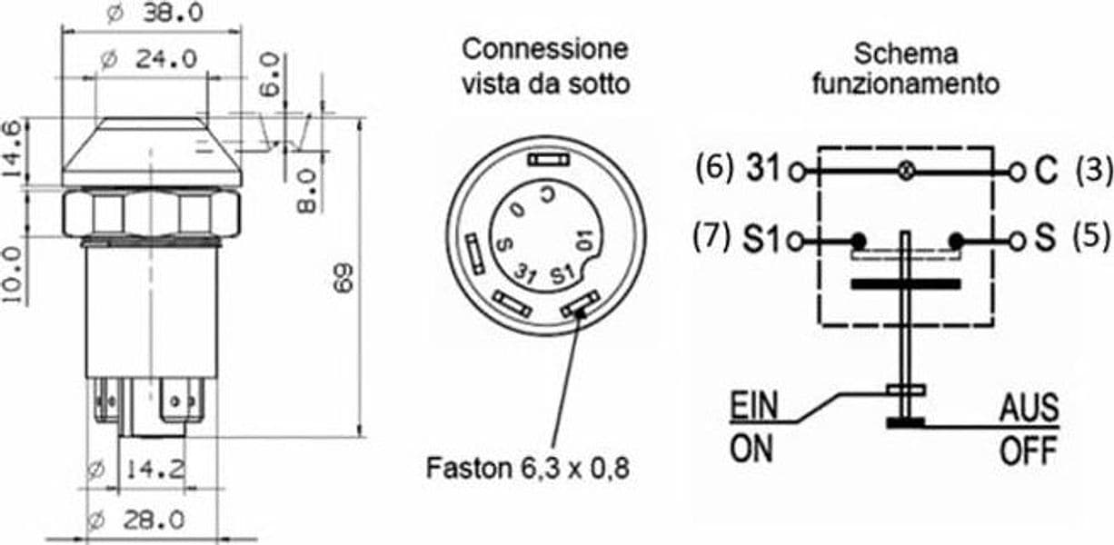Interruttore Pneutron da 12Vcon temperatura d'esercizio -40°C/+60°C - 2
