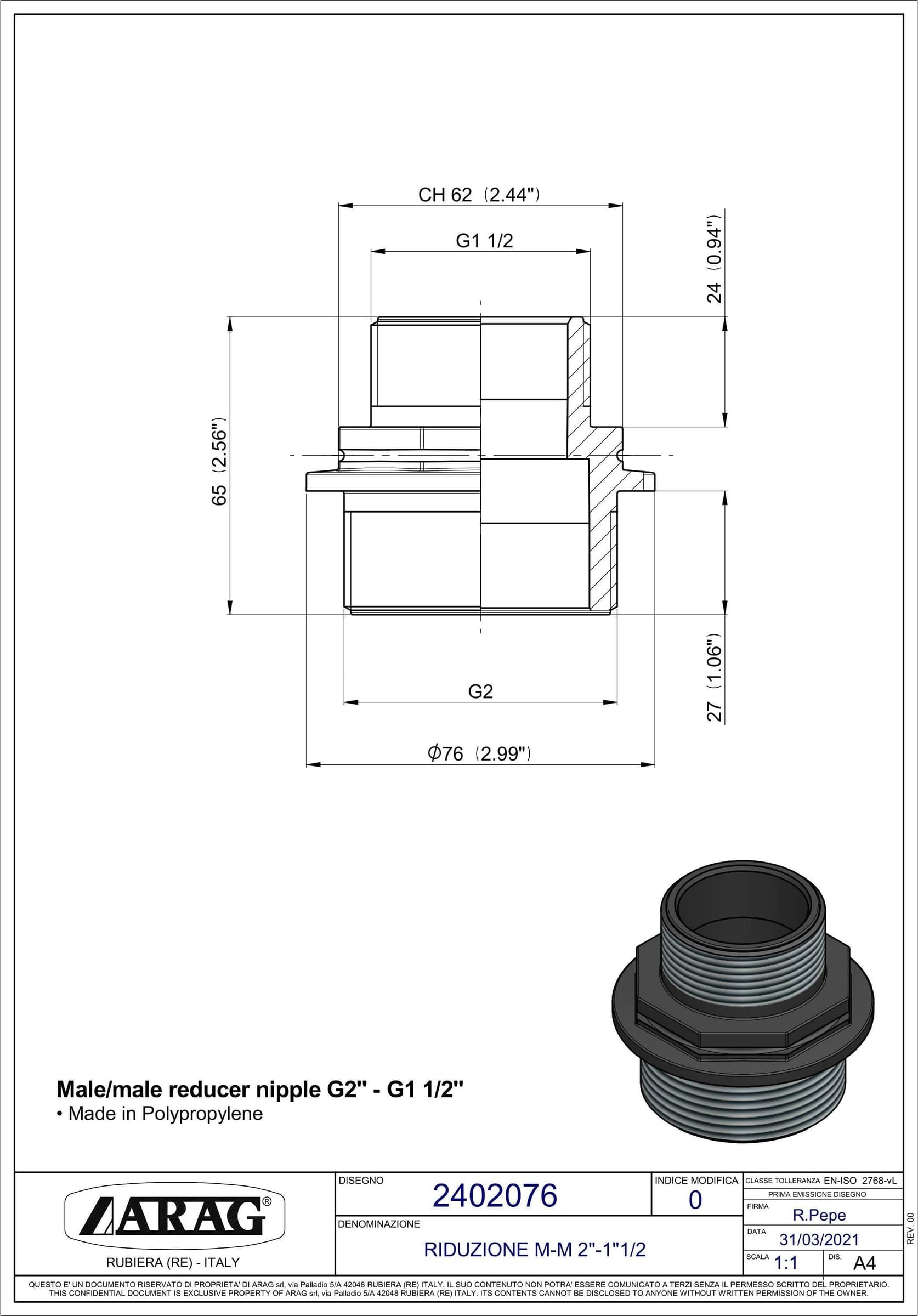 RIDUZIONE M-M 2"-1"1/2 confezione da 5 pezzi - 2