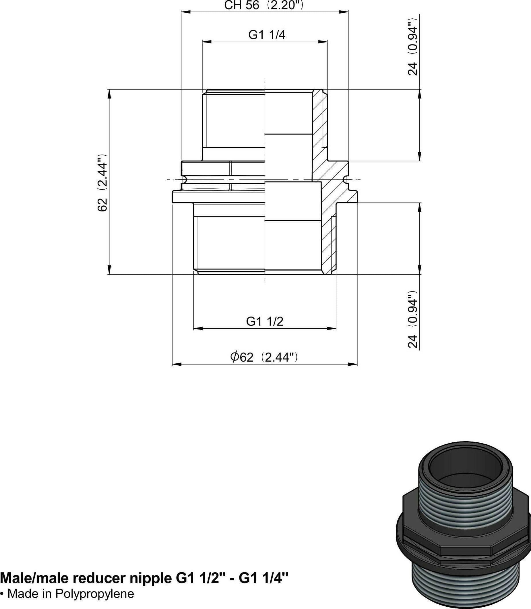 RIDUZIONE M-M 1"1/2-1"1/4 confezione da 3 pezzi - 2