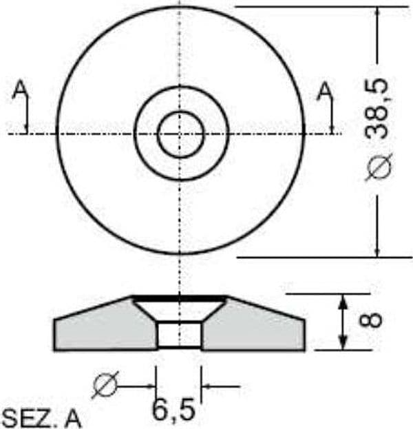 Borchia per cabine foro svasato Ø 6,5mm confezione da 5 pezzi - 2
