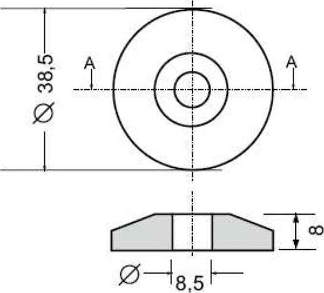 Borchia per cabine foro passante Ø 8,5mm confezione da 5 pezzi - 2