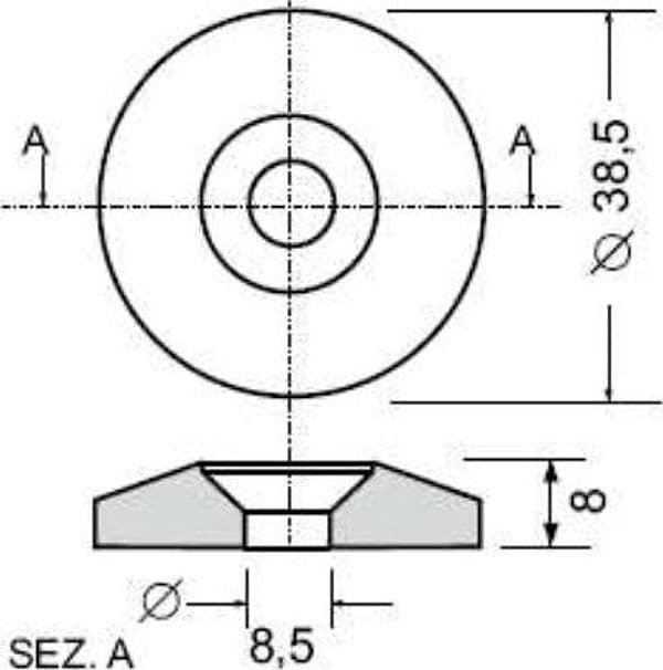 Borchia per cabine con foro svasato Ø 8,5mm confezione da 10 pezzi - 2