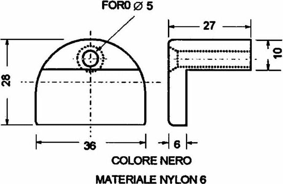 Blocchetto fissaggio vetro,larghezza 36mm,Ø foro 5mm confezione da 5 pezzi - 2