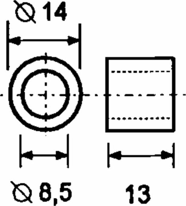 Distanziale Gommino Vetro Ø Est 14mm Ø Int 8,5mm Alt 13mm confezione da 10 pezzi - 2