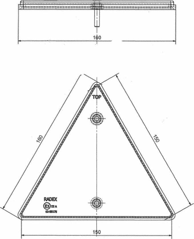 Catarifrangente triangolare rosso con viti M6x16mm confezione da 10 pezzi - 3