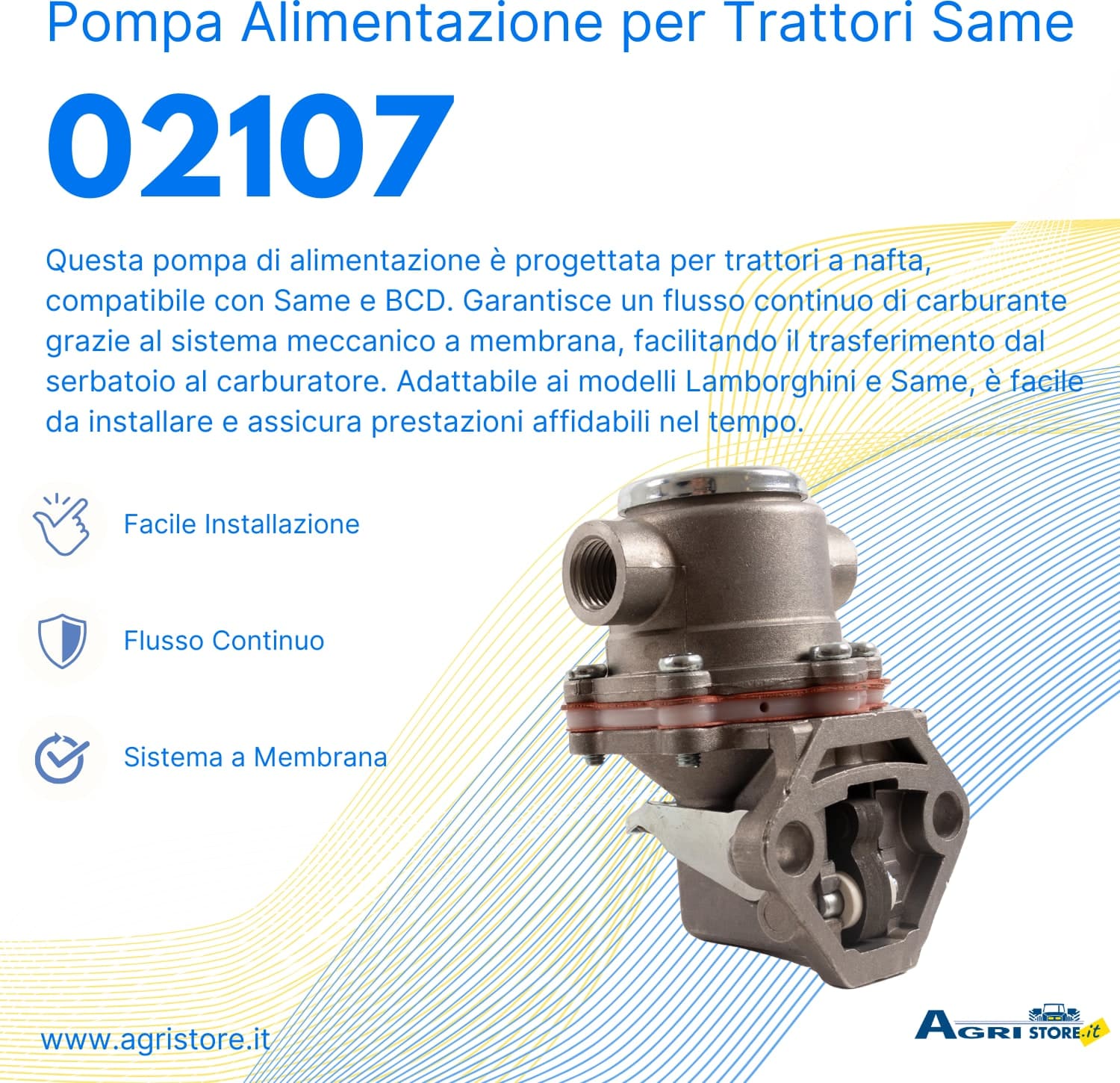 Pompa di alimentazione per trattori a nafta adattabile Same 0.003.8319.6/10 e BCD 1910/5 - 6