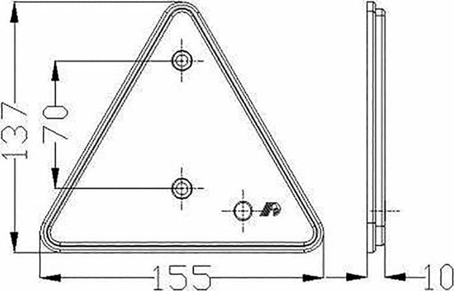 Catarifrangente Triangolare Rosso 155x137mm Fori M5 confezione da 15 pezzi - 2
