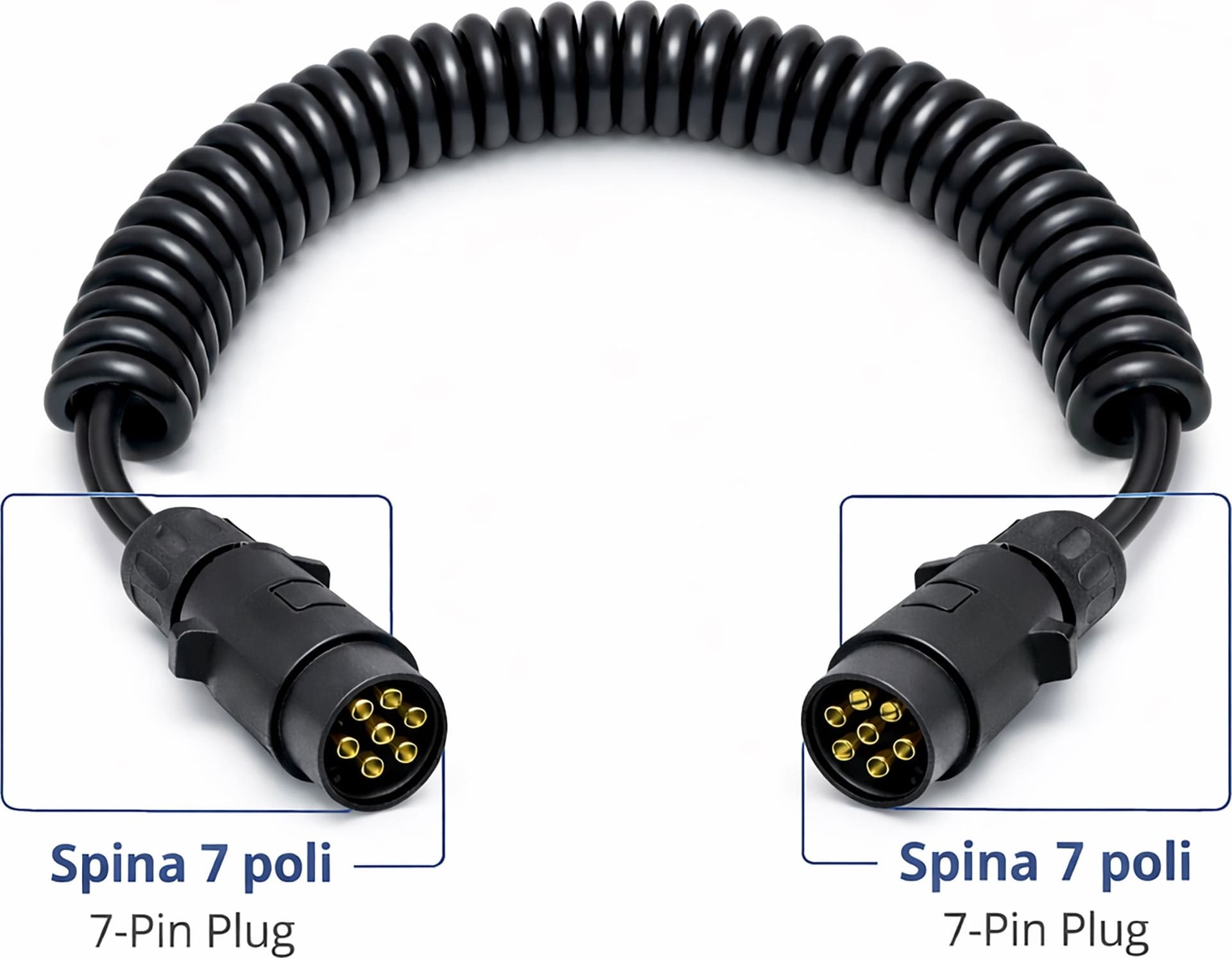 Prolunga cavo spiralato con spine 7 poli da 12V - 3