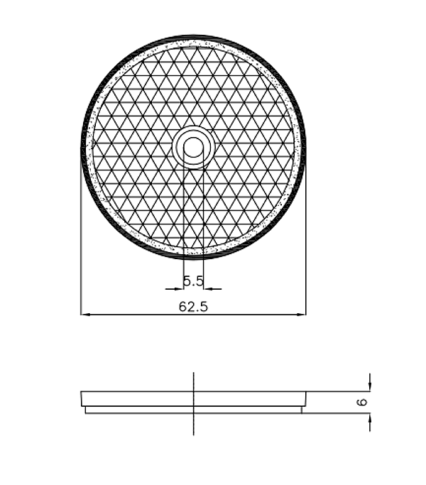 Catarifrangente bianco con foro Ø 60mm confezione da 10 pezzi - 2
