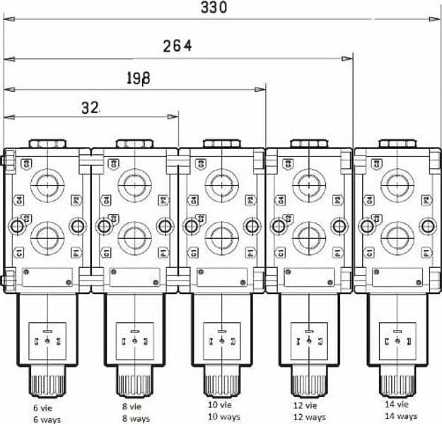 Deviatore elettrico modulare a 6 vie da 3/8" 12VDC - 4