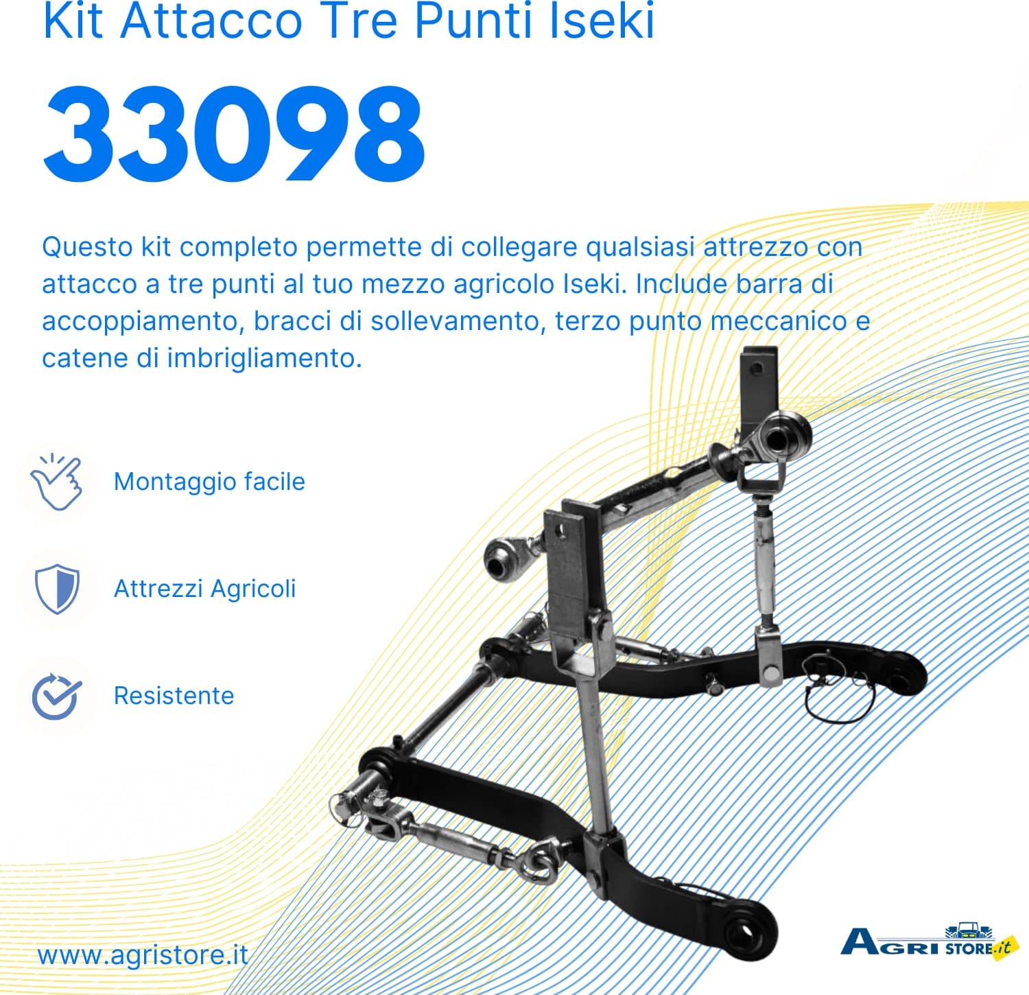 Kit attacco tre punti completo adattabile Iseki - 2