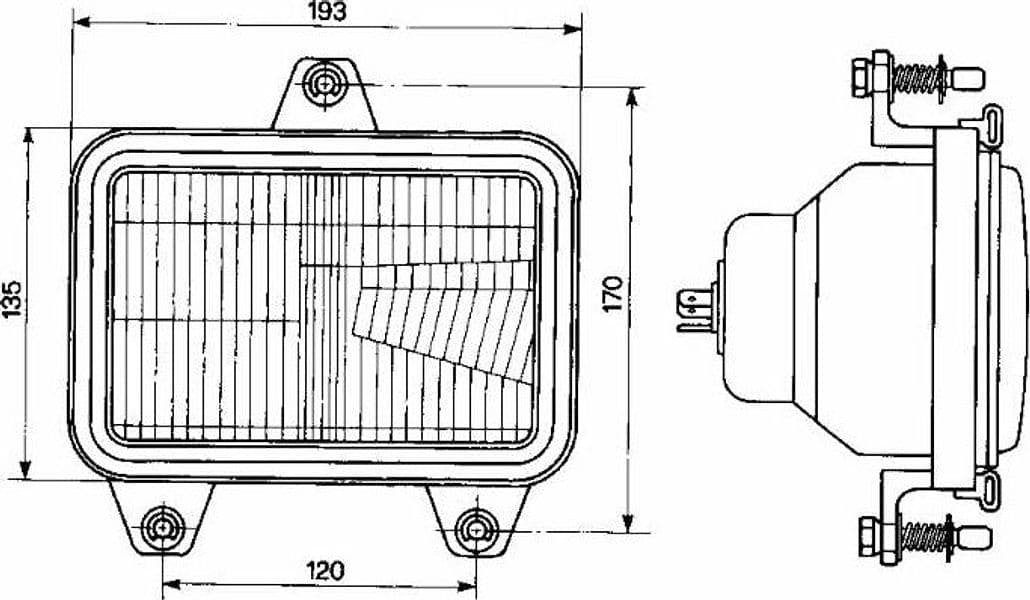 Proiettore asimmetrico 3 attacchi 193x170mm adattabile a a riferimento originale Fiat 5154453 - 2