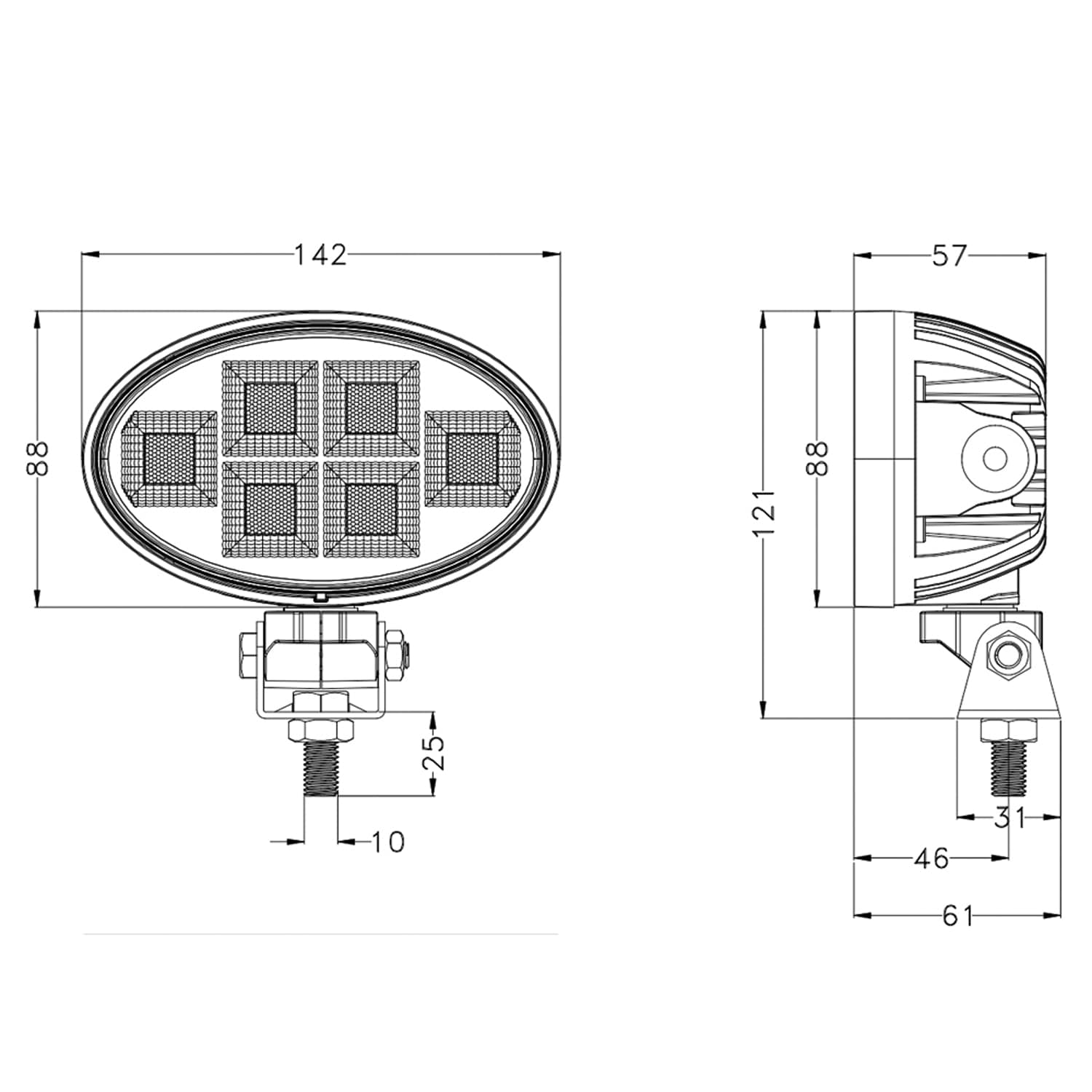 Faro lavoro LED Ama 10-30V DC ovale 120W 9600 LM - 4