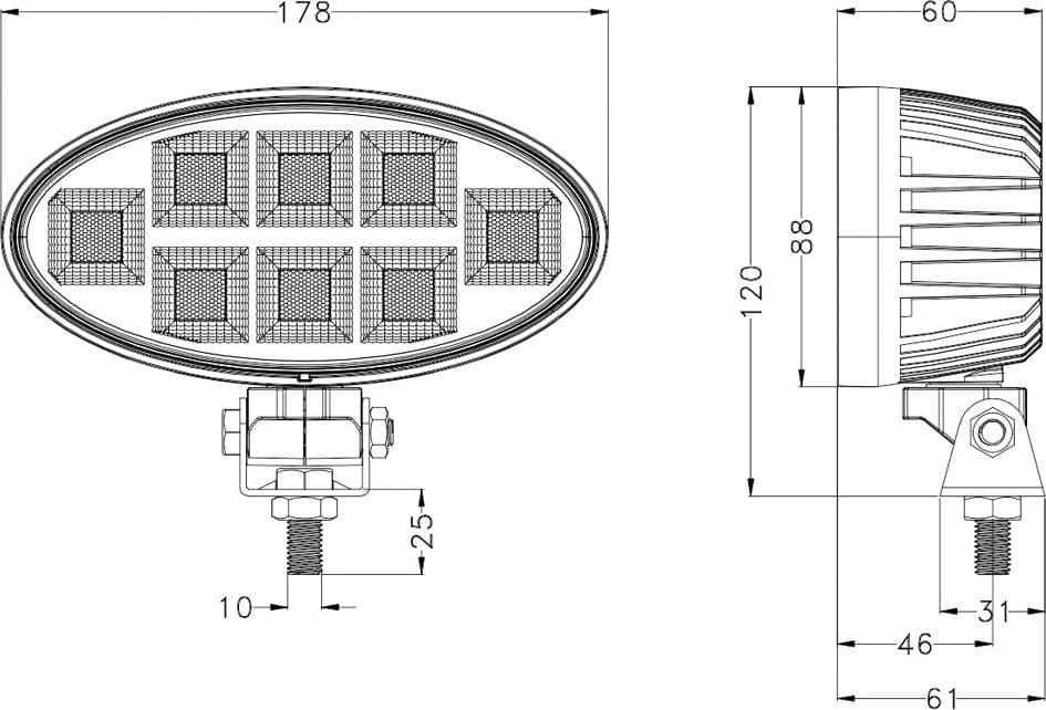 Faro lavoro LED Ama 10-30V DC ovale 160W 12800 LM - 4