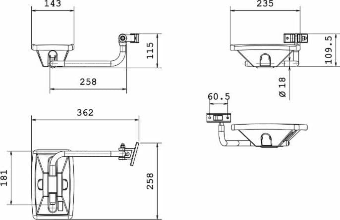 Specchio retrovisore sinistro con coppa 235x140mm e braccio 240mm - 2