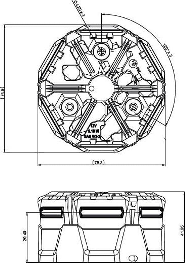 Lampeggiante a LED 12V, base magnetica, 36 LED, IP67 - 2