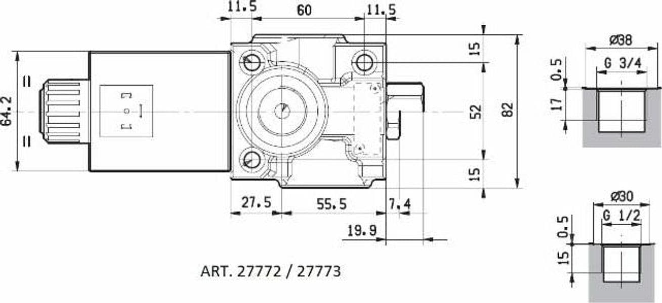 Deviatore elettrico a 3 vie da 3/4" 12VDC - 5