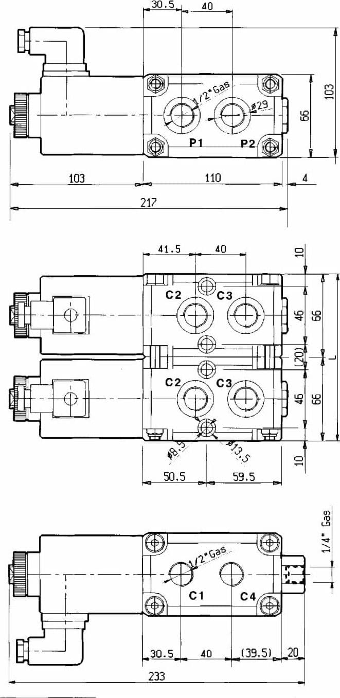Deviatore elettrico modulare a 6 vie da 1/2" 12VDC - 2