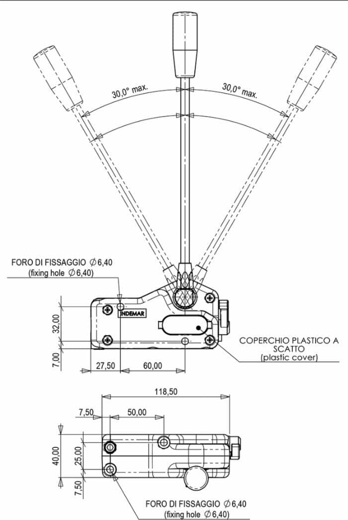 Leva telecomando singola con blocco centrale per cavi ad occhio - 2