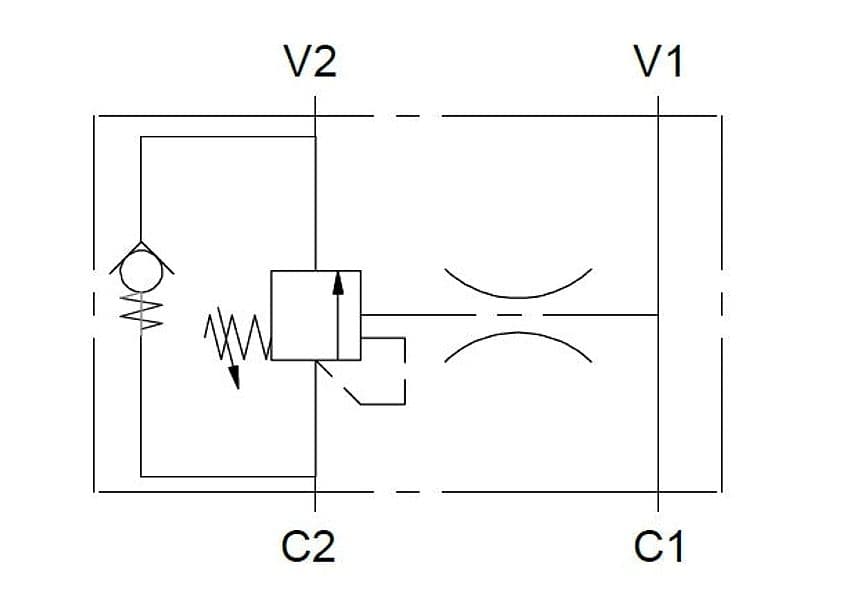 Valvola di blocco e controllo discesa semplice effetto 3/8" - 3