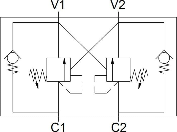 Valvola di blocco e controllo discesa doppio effetto 3/8" - 3