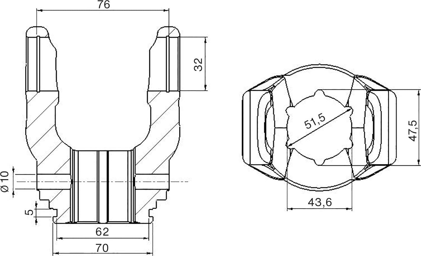 Forcella interna adattabile Walterscheid profilo S4,32x76 - 2