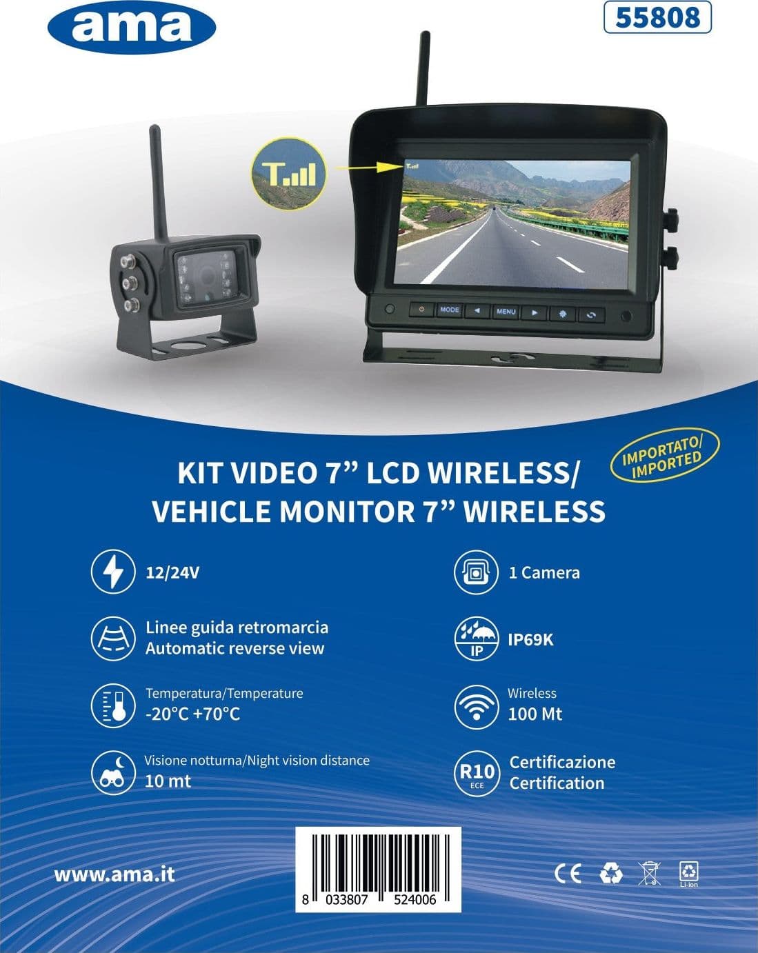 Kit wireless videoretro per trattori con monitor LCD TFT 7" - 2