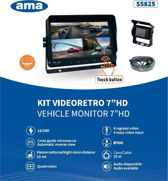 Kit videocamera 7" HD 16:9 12-24V - 2