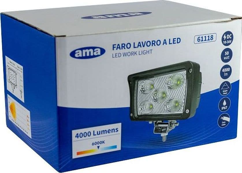 Faro da lavoro universale 5 LED CREE ad ampio raggio 50W IP67 - 6