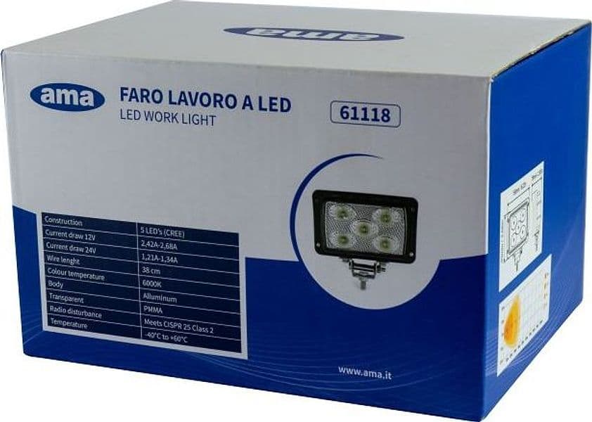 Faro da lavoro universale 5 LED CREE ad ampio raggio 50W IP67 - 7