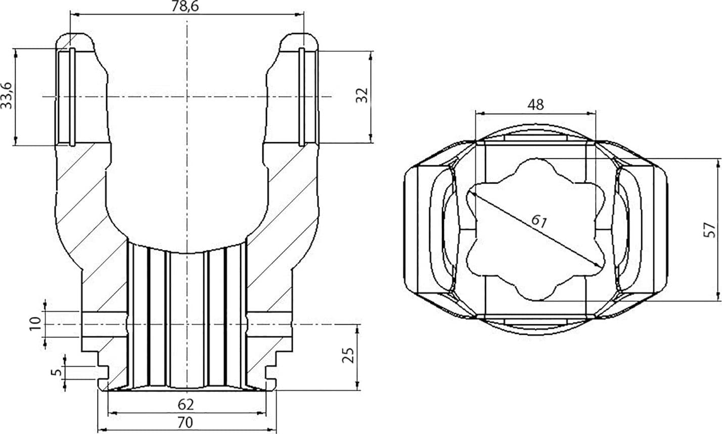 Forcella esterna adattabile Walterscheid profilo S5,32x76 - 2