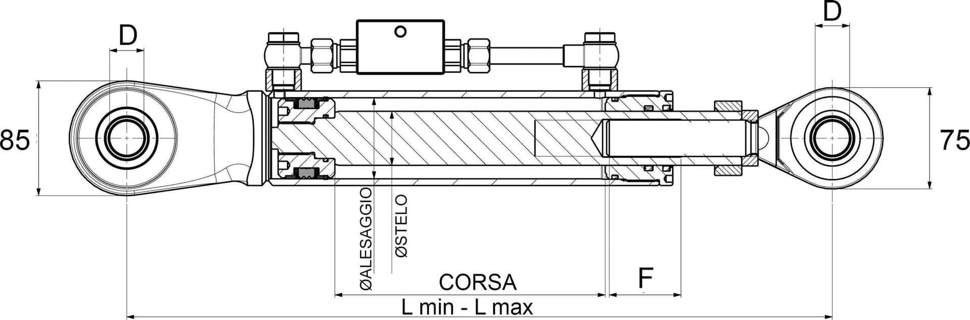 Terzo punto idraulico 60x40x300mm - 2